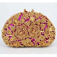 Брендовый клатч, роскошная женская сумка-клатч с кристаллами и розами, вечерняя сумочка, сумка для вечеринки, клатчи на день выпускного вечера(88303-I