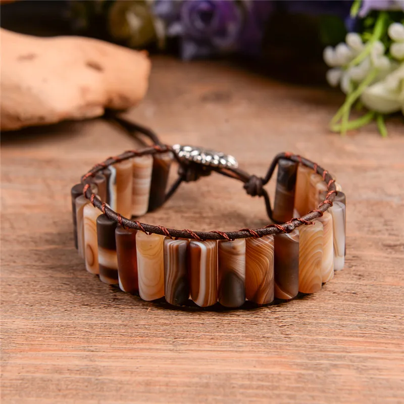 

Couples Boho Manhand Tube Shape Bracelet Vintage Leather Wrap Bracelet Beaded Cuff Bracelet Males Gift Dropshipping
