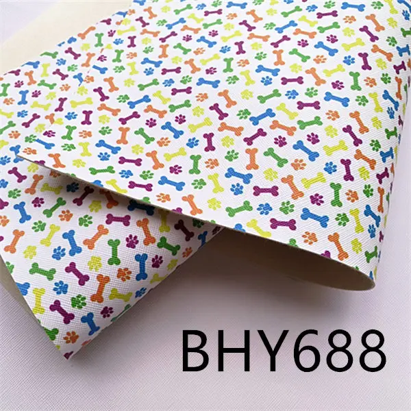 

Free shipping 20*33cm A4 cartoon dog bone print synthetic leather fabric for DIY accessories BHY688