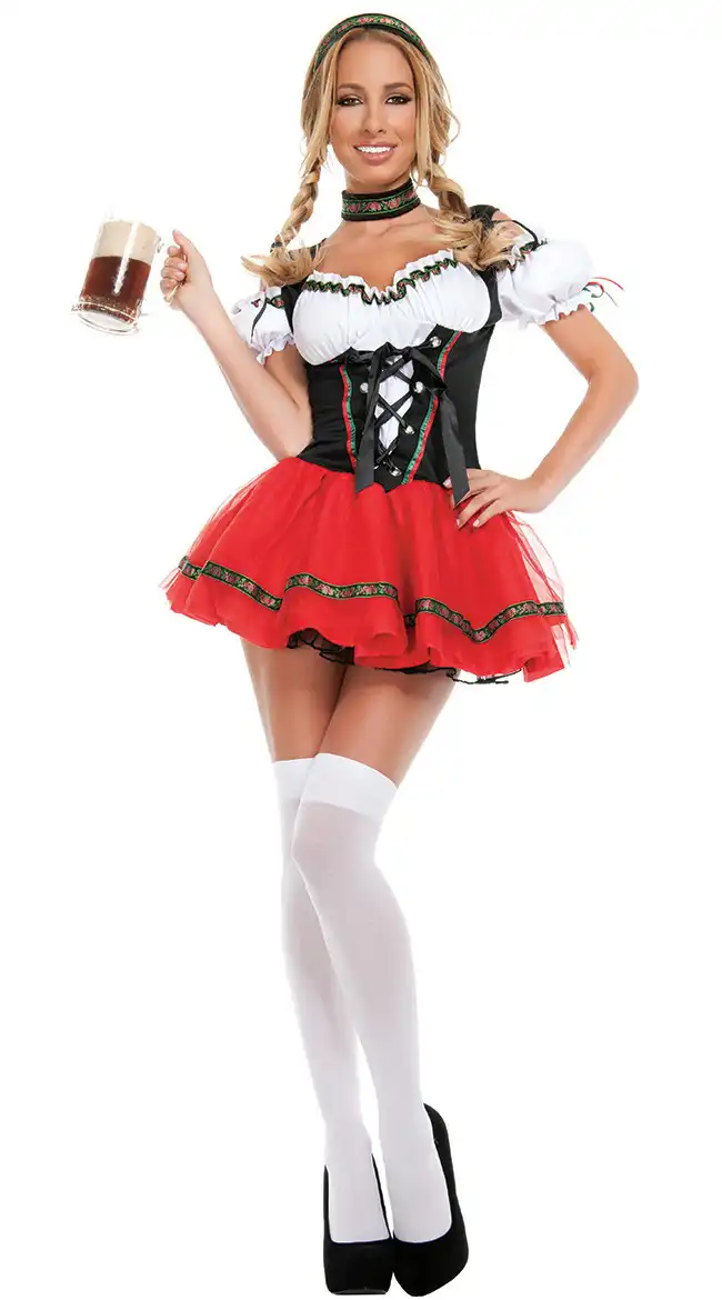 Adult Women German Bavaria Oktoberfest Costume Sexy Beer Girl Dirndl Bar Wench  Maid Outfit Fantasia Party Uniform|Holidays Costumes| - AliExpress