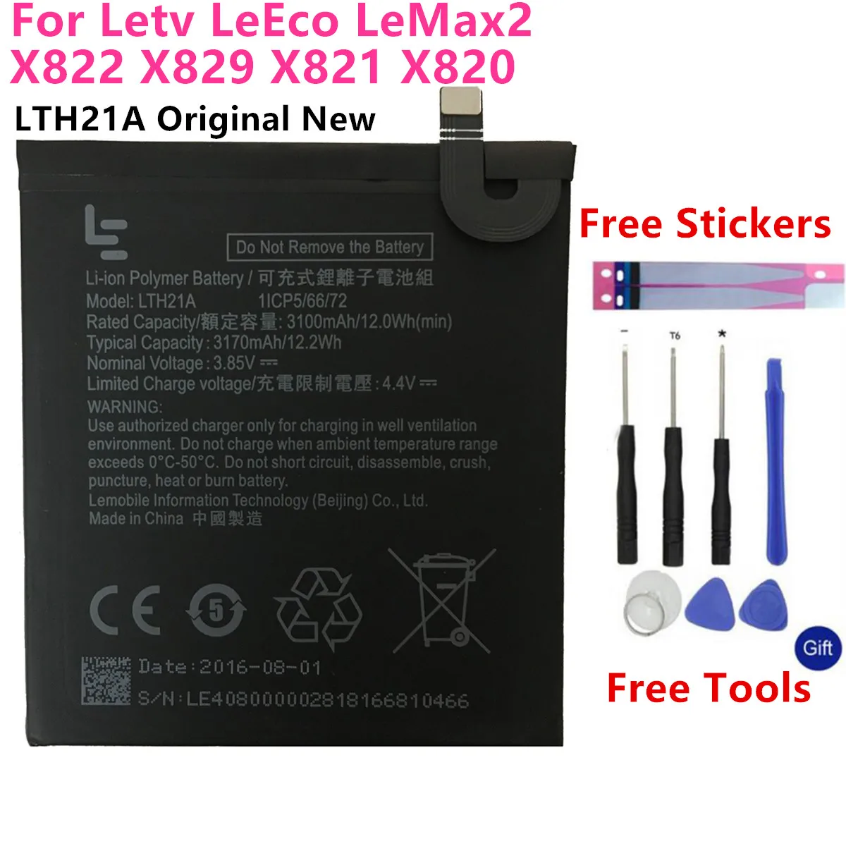 

Original New 3100mAh LTH21A Battery for Letv Le Max 2 X820 Le Max2 5.7inch X821 LeMax2 X822 X829 Battery Batteries +Free Tools