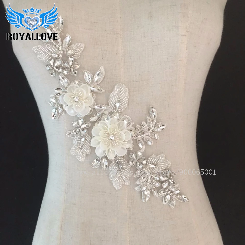 

Super High-grade imitation large Rhinestone patch handmade embroidery flower wedding dress applique accessories 30Pcs