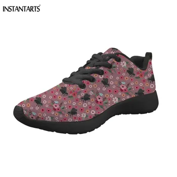 

INSTANTARTS Women Breathable Running Shoes Sneakers Piano/ Flower Outdoor Trekking Sports Shoes Lace-up Fitness Shoes for Woman