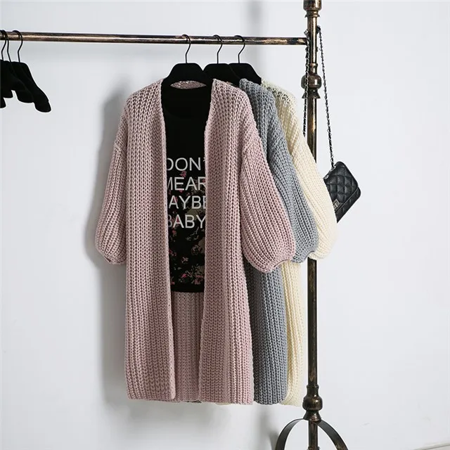 2019 Women Winter Cardigans Knitting Patterns Sweater Long Sleeve Loose Wool Warm Tops |