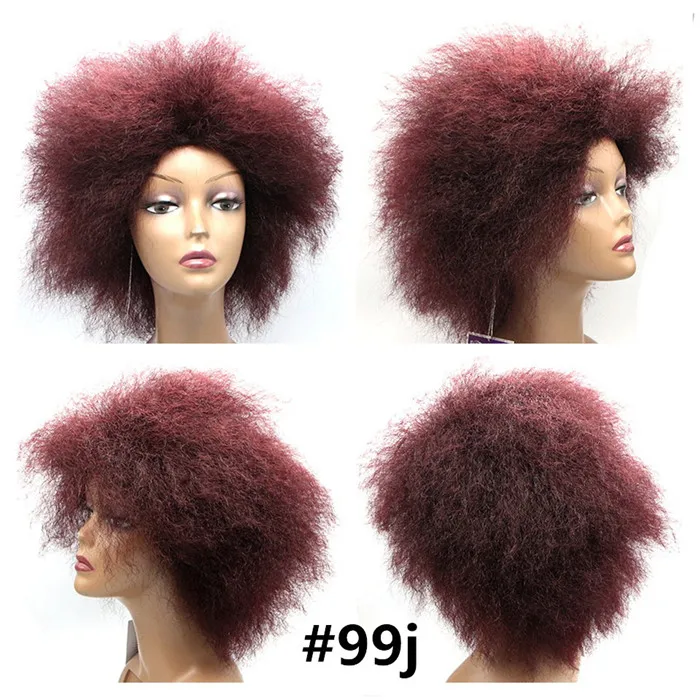 Feibin афро короткий парик для черный Для женщин целую голову странный вьющиеся волосы 12 inch bz01 - Цвет: # 99J