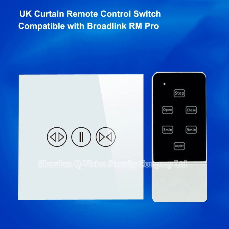 2 ШТ. Дистанционного Управления Занавес Переключатель ВЕЛИКОБРИТАНИЯ Тип Хрусталя Сенсорная Панель Настенный Беспроводной RF433MH Управления Broadlink RM2 RM Pro 