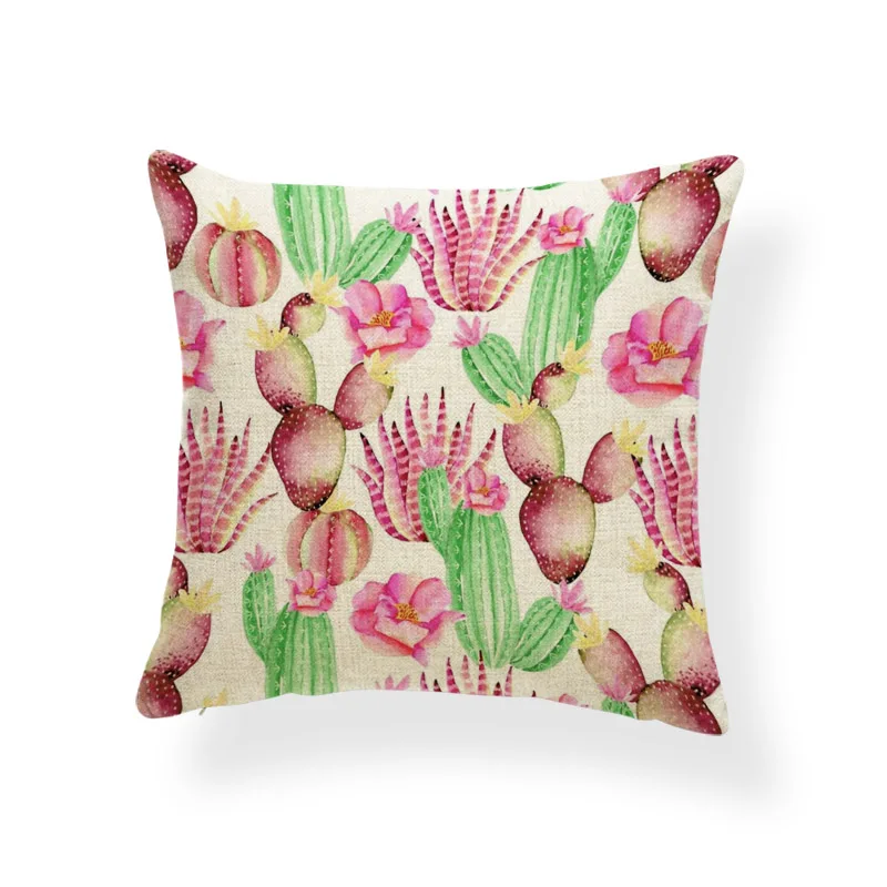 Растение ананас красная подушка розовый Мак Подушка-кактус Чехлы для скандинавских домашних стульев для гостиной наволочка 43 см Лен