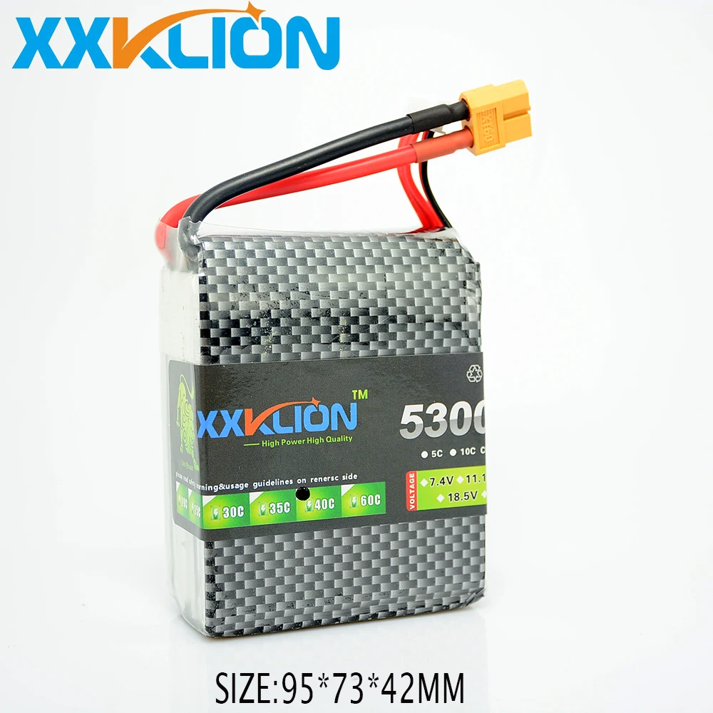 

XXKLION power Li-PO 14.8V 5300MAH 40C high capacity lithium polymer battery for rc heli cars truck R/C model toy +free shipping