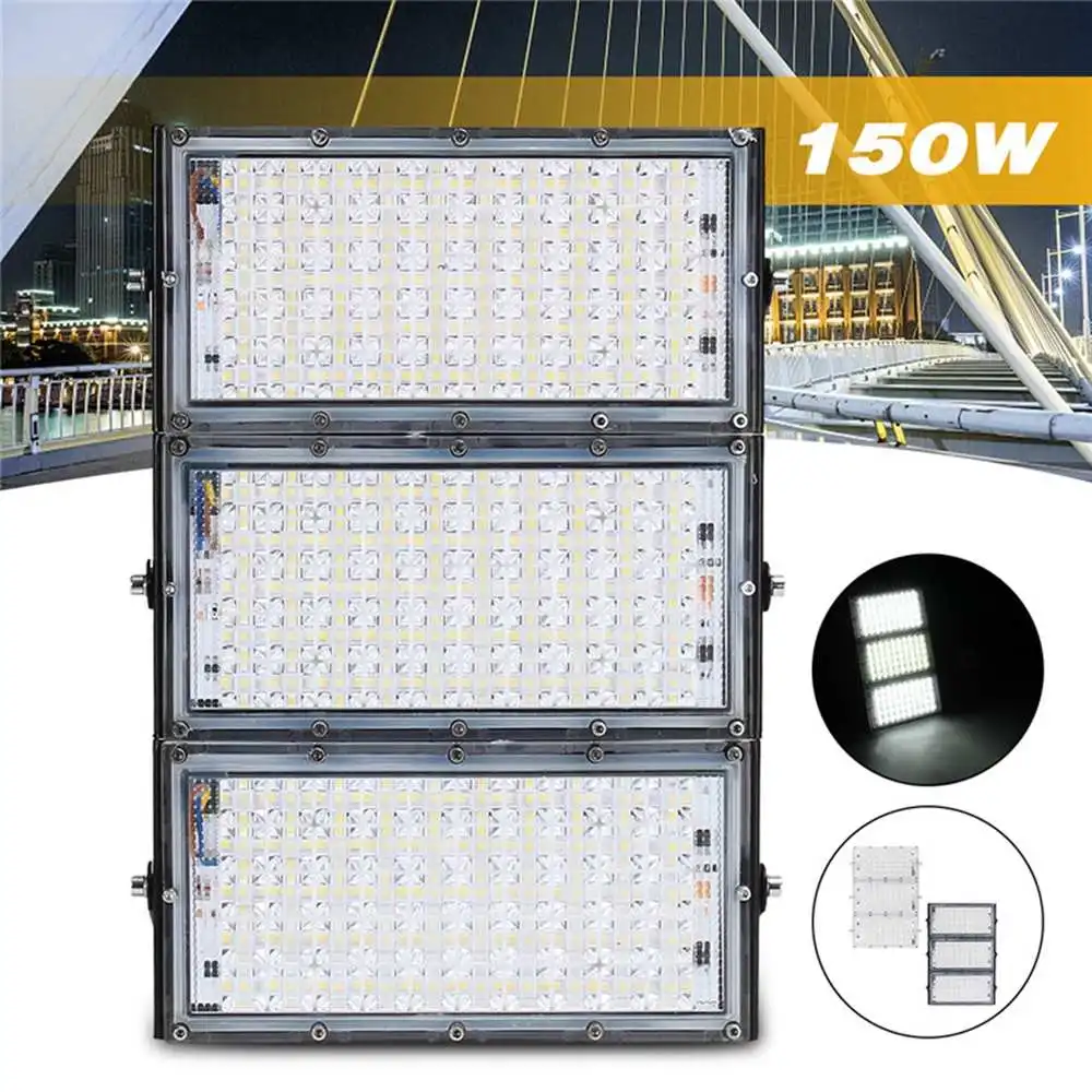 

Smuxi 150W Floodlights Projection Lamp 9000-11000lm LED Lens and Aluminum Alloy Outdoor Square Park Black Shell Waterproof