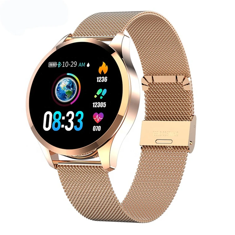 

Q9 Steel Tempered Glass Round Screen Smart Watch with Heart Rate Monitor IP67 Waterproof Smart Bracelet Smart Watch Band