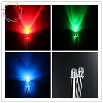 

100pcs 5mm RGB COMMON Anode LED 4Pin Tri-Color RGB Red Green Blue 4Pins Tri Color Emitting Diodes F5 RGB Water Clear LEDs