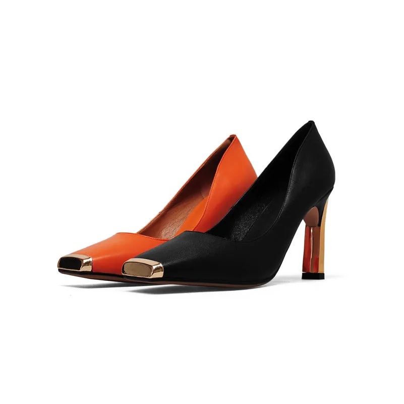 FEDONAS/Новинка года; Женская обувь в базовом стиле; модная обувь на высоком каблуке с металлическим квадратным носком; обувь с закрытым носком для офиса; женские туфли-лодочки