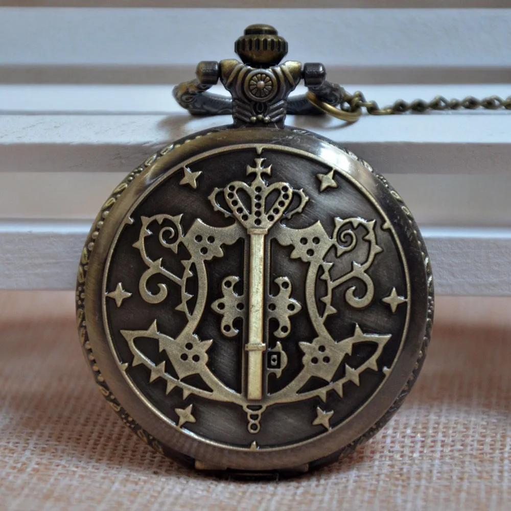 

Vintage Retro Kuroshitsuji Black Butler Quartz Pocket Watch Analog Pendant Necklace Men Women Watches Gift Reloj Bolsillo Montre