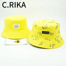 Банан печати желтый Панама, шляпа-Панама для мужчин и женщин лето складной хлопок хип хоп Боб Выходная шляпа двухсторонняя рыболовная шляпа