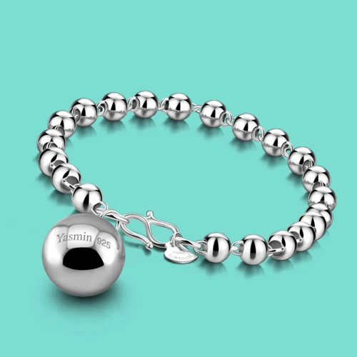 925 sterling silver bracelet Female bracelet with national style classic round bead designs More size selection