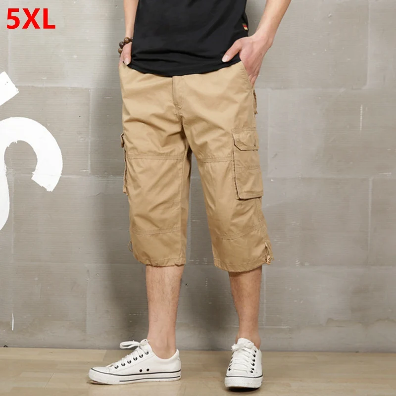 

Summer tooling thin section shorts loose men's multi-pocket outdoor leisure sports knee length men shorts 5XL 4XL 3XL