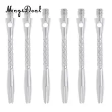 MagiDeal 6 шт. 50 мм резьба сплав повторно рифленая основа дротиков для Дартса валов серебро