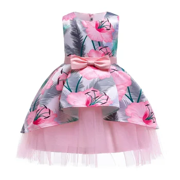 

Summer New Girls Dress Sleeveless Flamingo Printed Mesh Tutu Flower Girl Dress Banquet Princess Dress Baby Kids Clothes