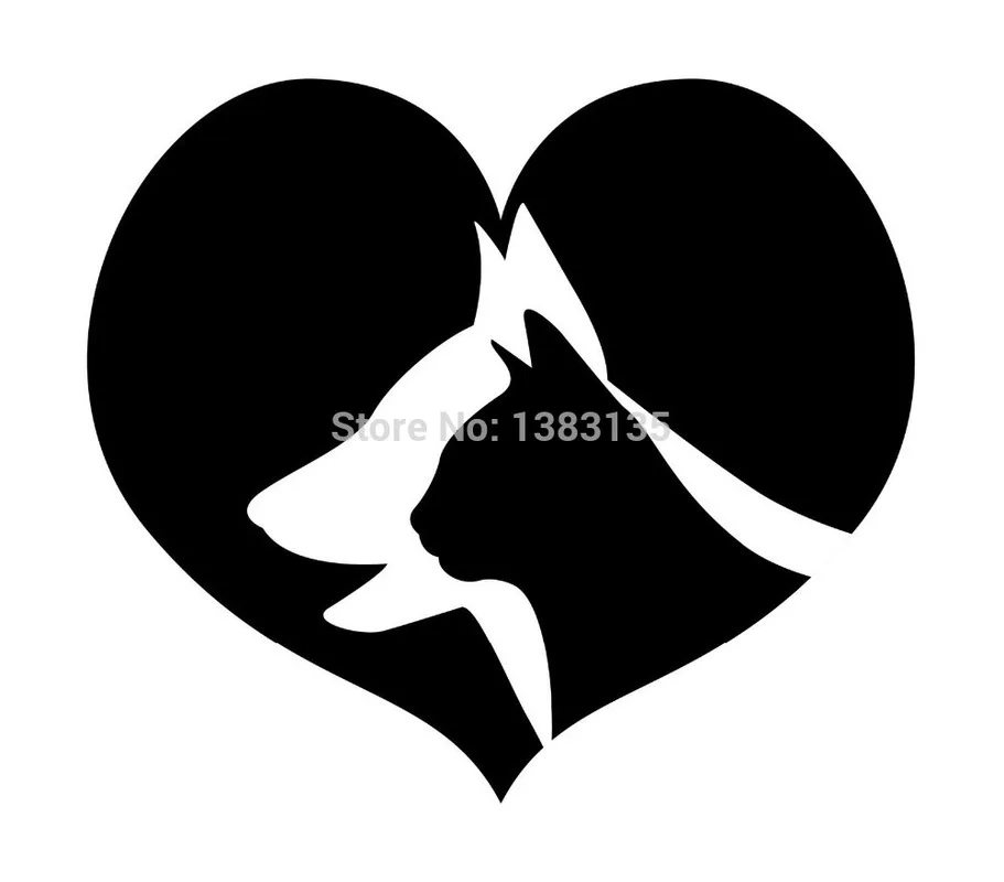 

15cm x 13cm Dog And Cats In Love Silhouette Car Sticker For Truck Window Bumper Door Laptop Kayak Vinyl Decal 13 Colors