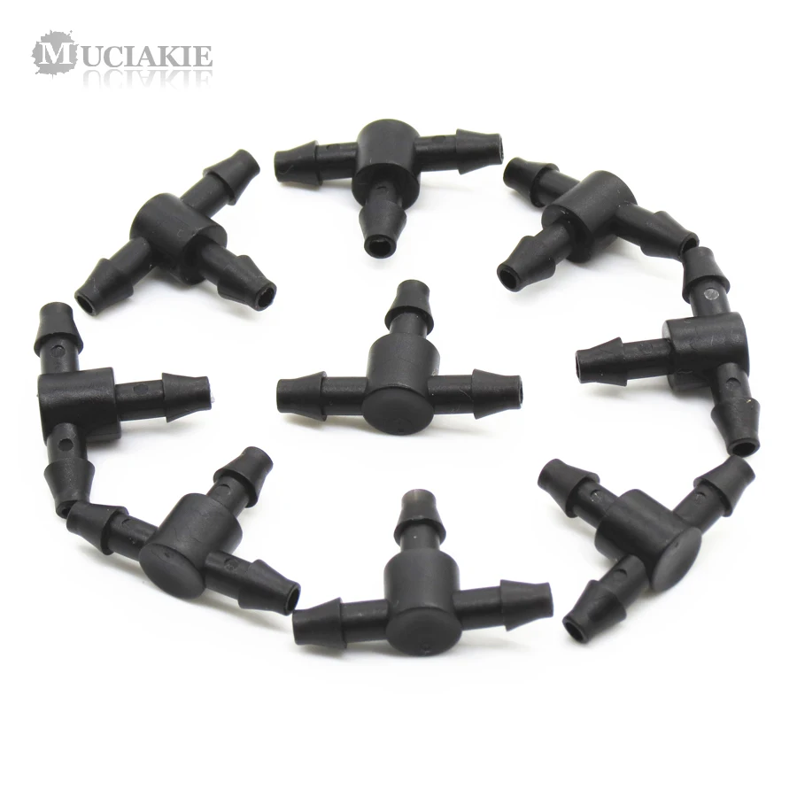 

MUCIAKIE 24PCS 4mm Barb Tee Connector 1/4'' Tubing Hose Adapter Garden Drip Irrigation System Fitting Agricultural Irrigation