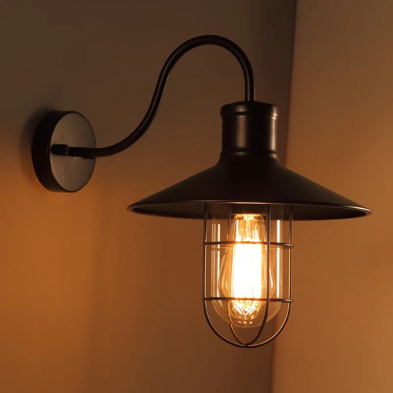 

LOFT simple modern bedroom retro American village balcony lamp wall lamp cover industrial network personality