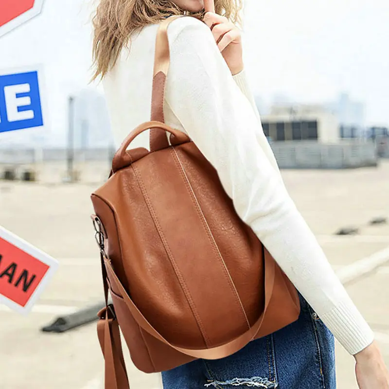 BERAGHINI Retro Women Leather Backpack College Preppy School Bag for Student Laptop Girls Ladies Daily Back Pack Shop Trip BERAGHINI Retro Women Leather Backpack College Preppy School Bag for Student Laptop Girls Ladies Daily Back Pack Shop Trip