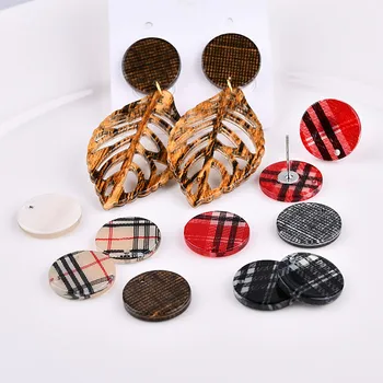 

New simplified acetic acid lattice round perforated earrings accessories DIY earrings earrings material pack