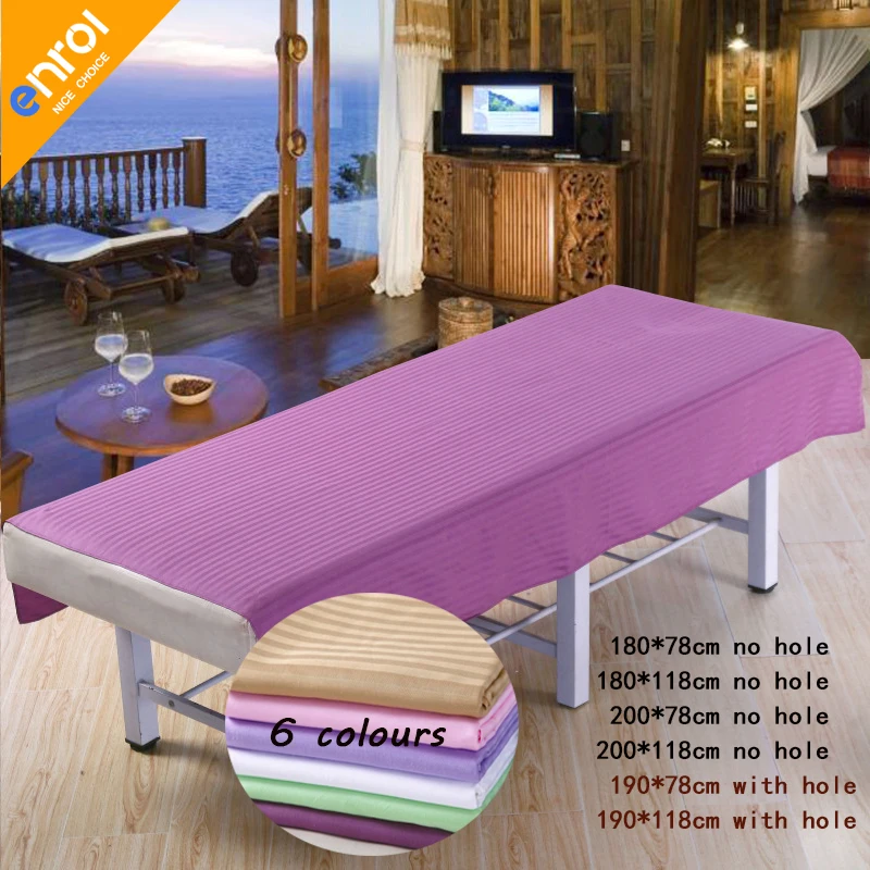 

Beauty Salon Spa Massage Bed Sheet 80x190/120x190cm Cotton&Polyester Plain Flat Sheet Table Cover Bed Sheets With Hole