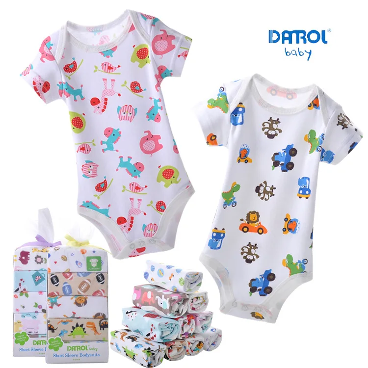 5Pcs Summer Baby Boy Jumpsuits Newborn 0 2Y Kids Short Sleeve Jumpsuits