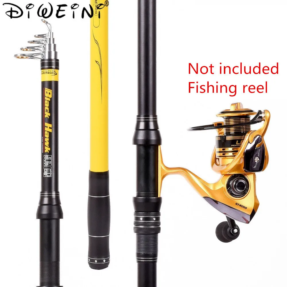 

Yellow Black 2.1M 2.4M 2.7M 3.0M 3.6M Carbon Fiber Telescopic Fishing Rod Spinning Fishing Tackle Sea Rod Vara de pesca