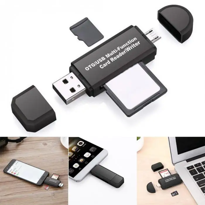 SD кардридер Micro USB OTG к USB 2,0 Multi-function 3 в 1 адаптер для ноутбука Android Phone @ JH