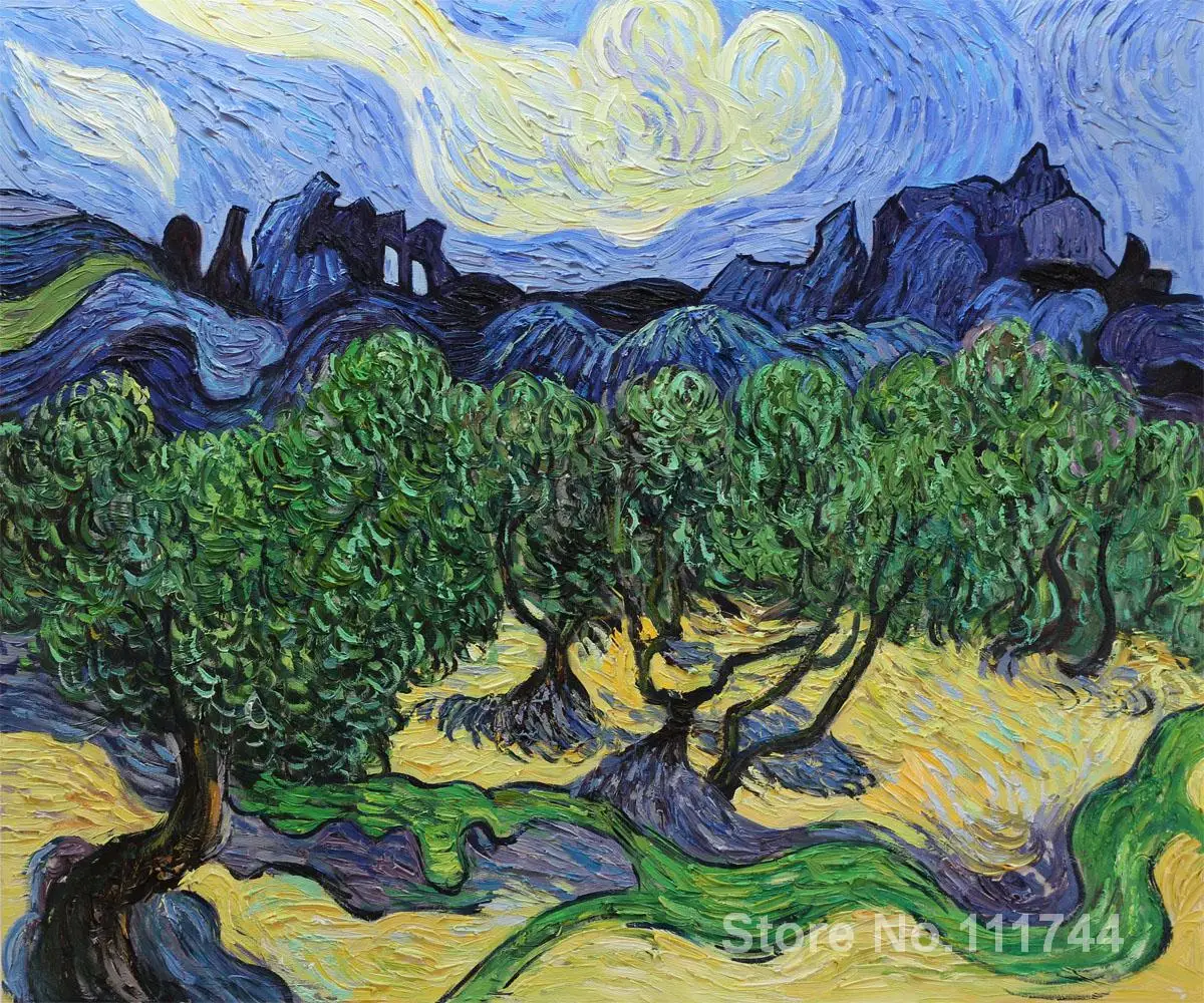 oil reproduction Olive Trees With The Alpilles by Vincent