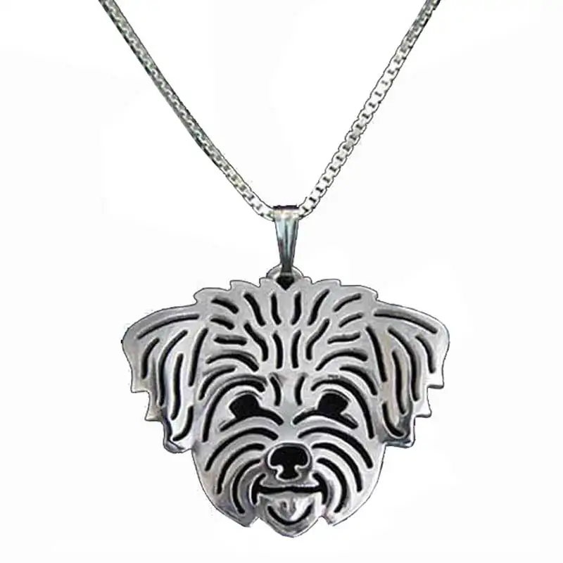 Cute Maltese Dog Pendant Necklaces Charm Hollow Women Silver Plated