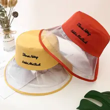 Для Женщин Девочек полупрозрачный пластиковый пляжный солнцезащитный козырек Рыбацкая шляпа буквы Вышитые хип-хоп широкий с каймой плоскя Топ Кепка с покрывалом