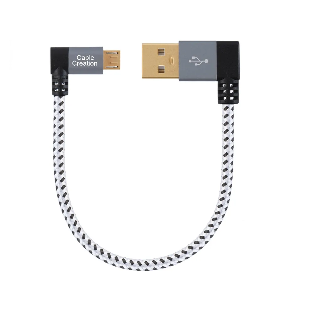Кабель USB 2,0 A к Micro USB B, кабель [2-Pack] 90 градусов угловой короткий кабель USB 2,0 A к Micro USB B, 0,5 фута/3,3 фута/6,6 фута