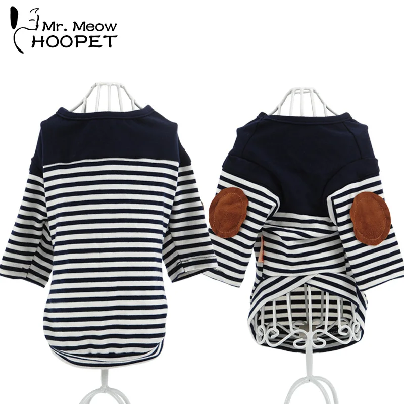 

Fashion Pet Clothes Patch decorative Stripes Puppy Shirt Navy Cat Dog Dressing T shirt Apparel