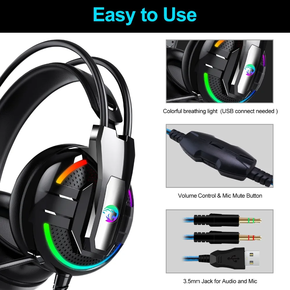 Фото Наушники A18, стереогарнитура для игр, бас, Hi-Fi наушники с поддержкой микрофона 3,5 мм, AUX для ПК, видеоигр №5