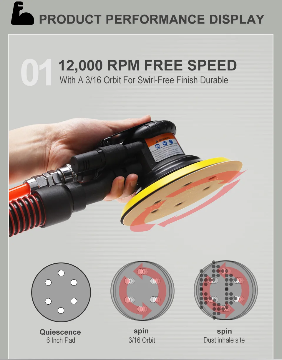 Pneumatic Variable Speed Random Orbital Sander7