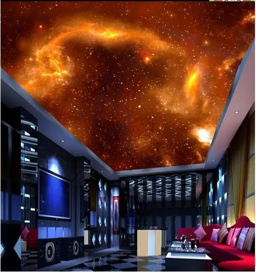 

Custom photo wallpaper 3d ceiling wallpaper murals Fantasy universe flame space ceiling frescoes zenith wall papers home decor