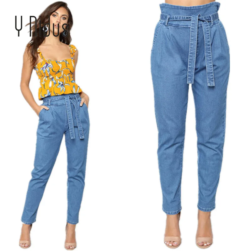 Y Nidus Jeans Woman With High Waist Female Denim R Washed
