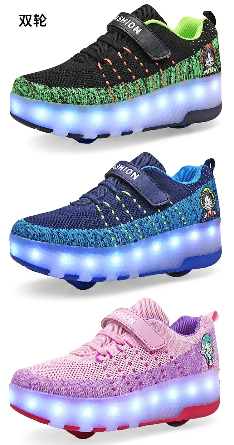 Взрослые роликовые коньки, ботинки светодиодный свет для детей USB светящиеся кроссовки для девочек и мальчиков с колесами Heelies дети роликовые скейт обувь