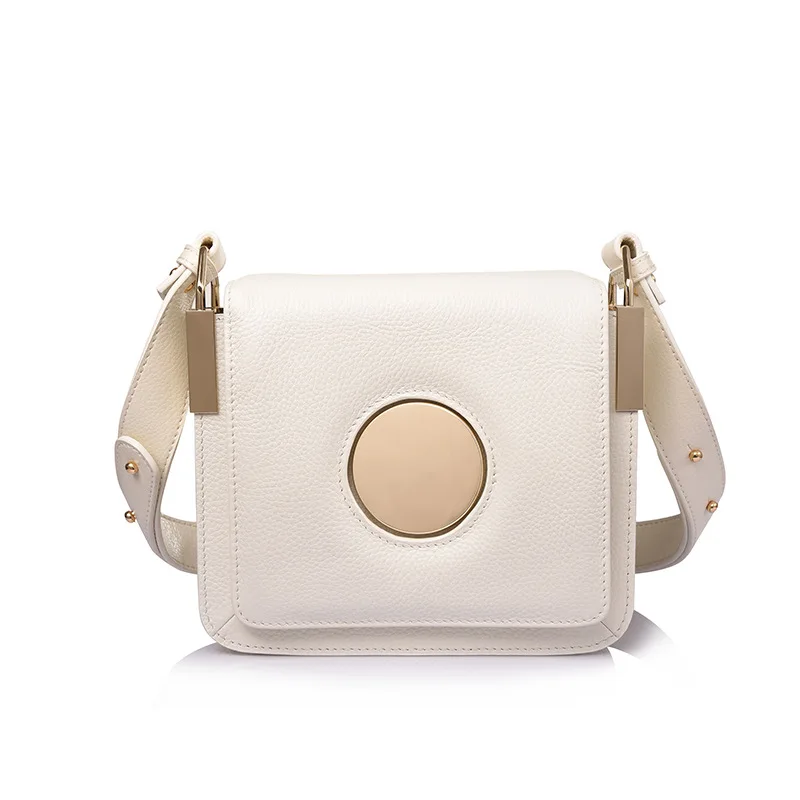 Натуральная кожа новая женская сумка маленькая однотонная сумка на плечо модная женская маленькая квадратная сумка весна лето сумка на плечо - Цвет: White