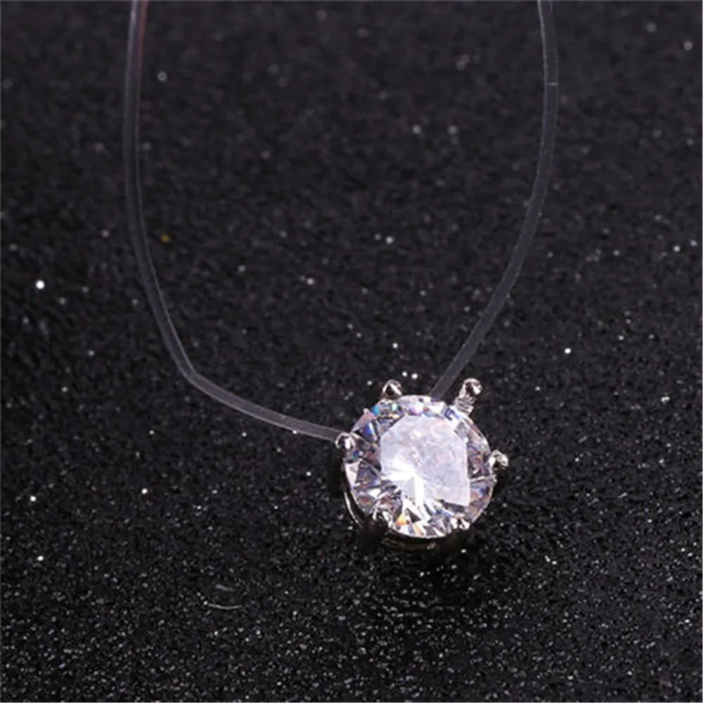 

Summer Fashion Women Girl Crystal Rhinestone Pendant Invisible Line Zircon Clavicle Chain Necklace Patry Necklaces Jewelry