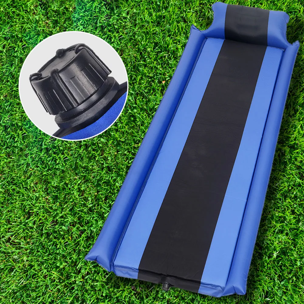 المشي في الهواء الطلق خفيفة الوزن الذاتي نفخ للطي التخييم حصيرة وسادة النوم شخص واحد سميكة الإسفنج السفر مع وسادة