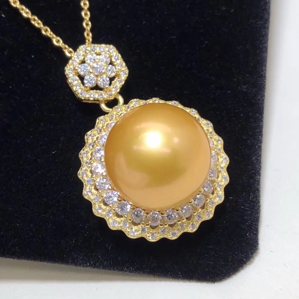 

Fine Jewelry Natural Golden Pearls 15-14mm Necklaces For Women