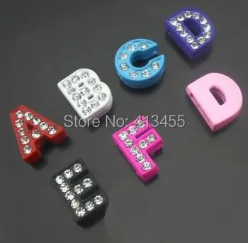 

New 260pcs/lot 8mm A-Z Colorful Full rhinestone slide letter DIY English Alphabet Accessories