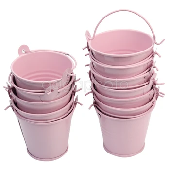 

12 Pcs Practical Mini Metal Bucket Pails Colored Wedding Garden Favours Gift Metal Bucket