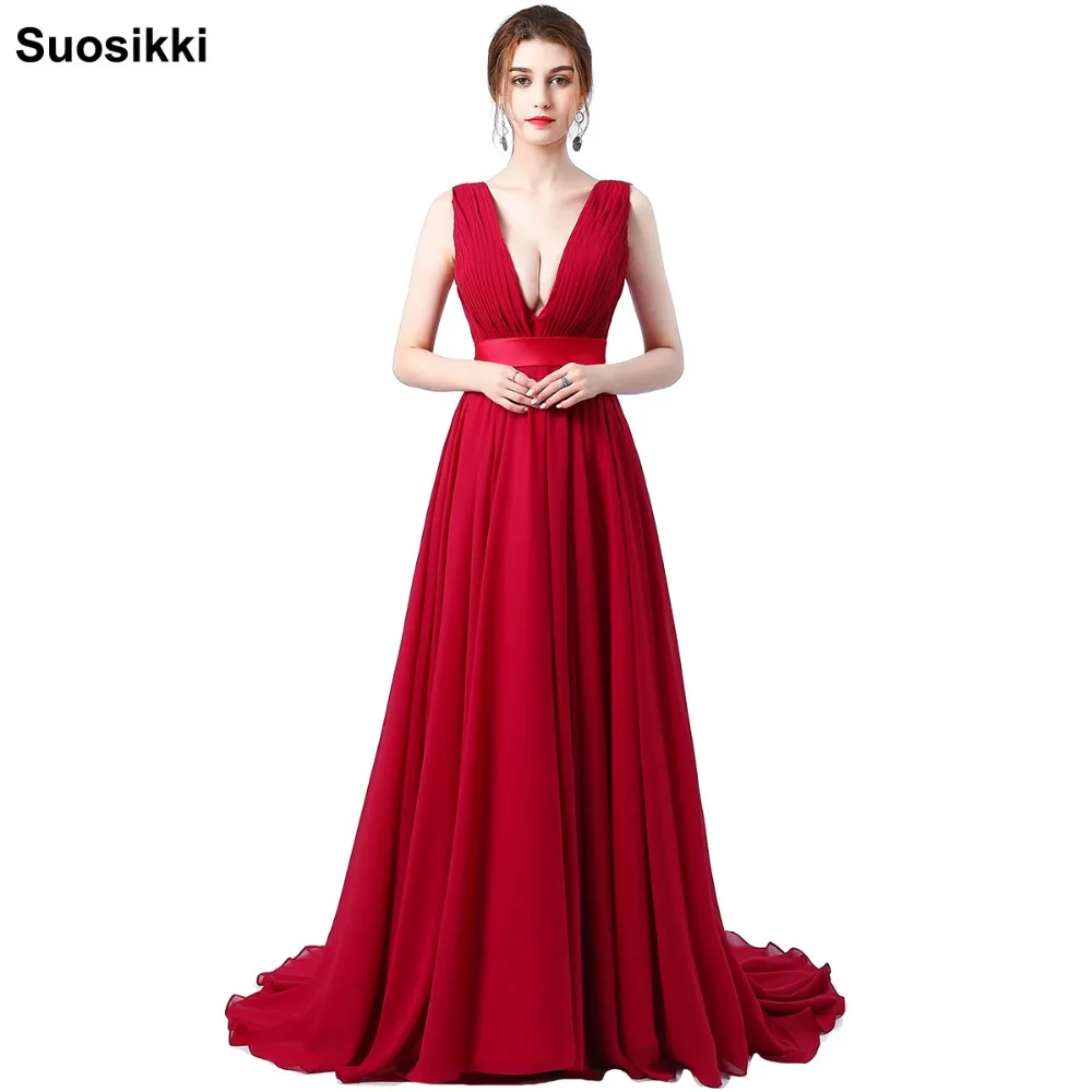 evening-dress-double-v-neck-cheap-sleeveless-tailing-chiffon-long-prom-party-formal-gown