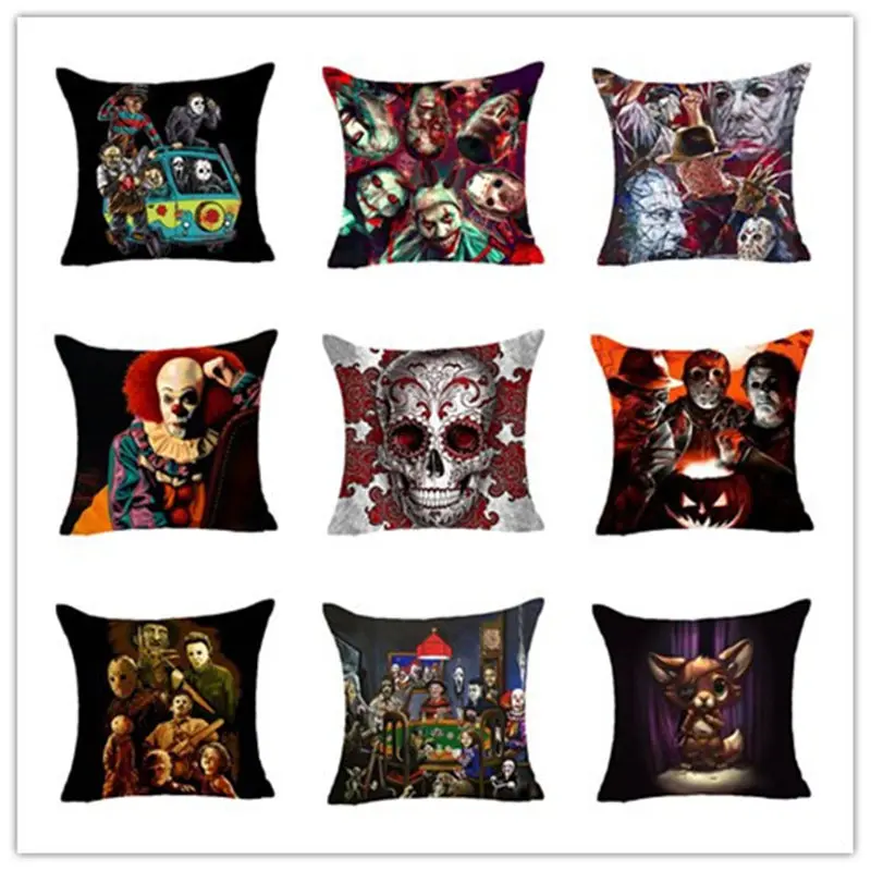 

American horror clown printing Cushion Cover Peach skin Home Decorative Pillows Cover for Sofa Car Cojines BZ-108