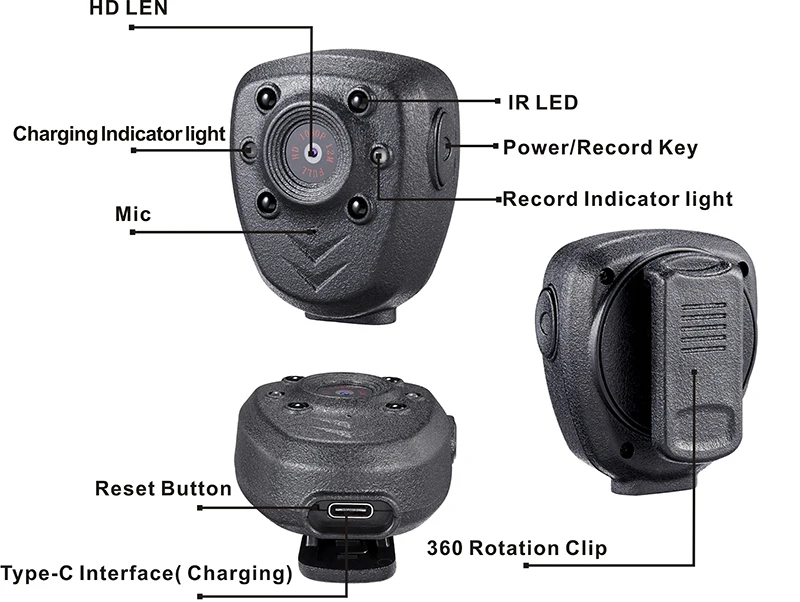 1920*1080P мини-камера Встроенный 32G тело полицейский Cam компактный видеорегистратор+ 360 ° клип плата видео